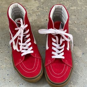 Vans red high tops women’s 8.5